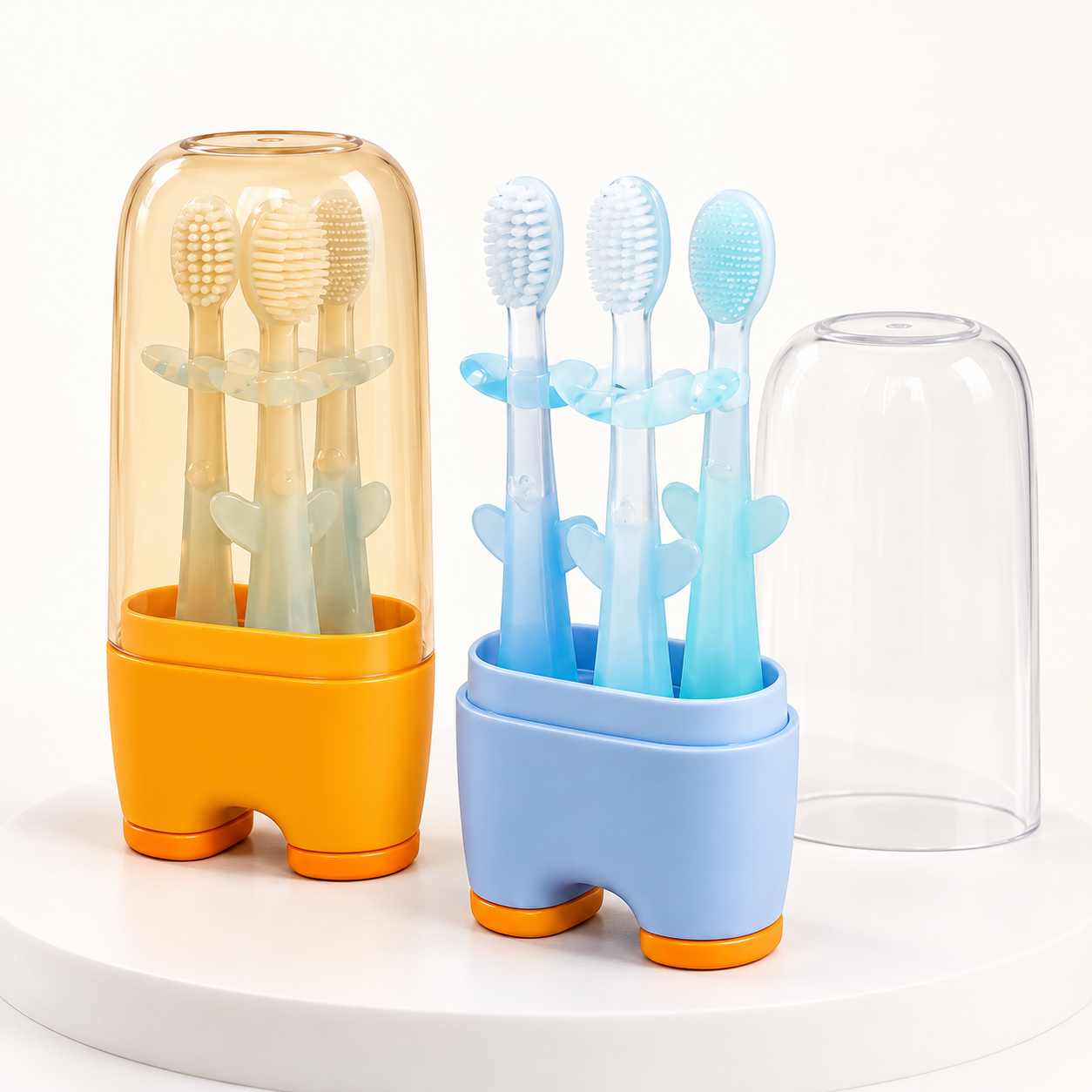 Tasfi 3-in-1 Silicone Baby Toothbrush & Tongue Cleaner Set with Storage Case